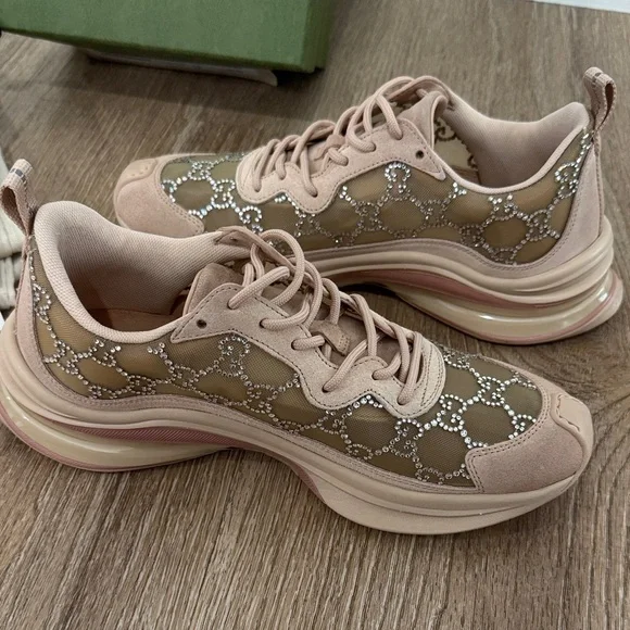 AUTHENTIC GUCCI RUN GG CRYSTAL MESH SNEAKERS - Picture 8 of 13
